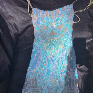 XS LUCY IN THE SKY SEQUIN OPEN BACK MINI DRESS